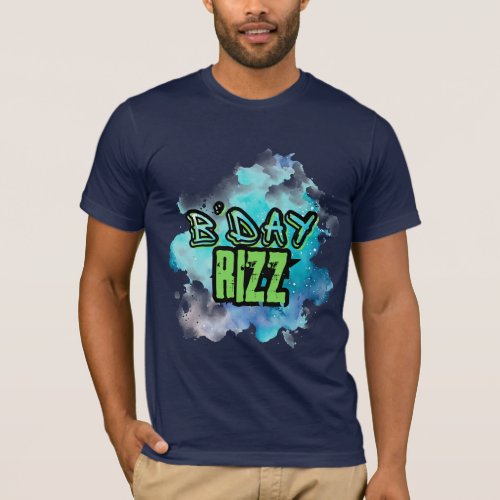 BDay Birthday Rizz Green And Monochromatic Blue T_Shirt