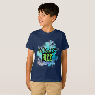 B'Day (Birthday) Rizz Green And Monochromatic Blue T-Shirt