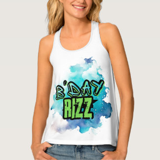B'Day (Birthday) Rizz Green And Monochromatic Blue Tank Top