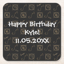 Bday Black Gold Zodiac Scorpio Astrology Star Sign