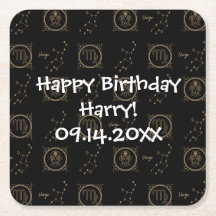 Bday Black & Gold Zodiac Virgo Astrology Star Sign