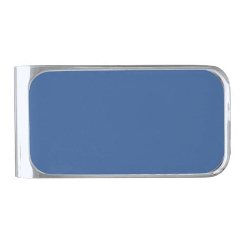  Bdazzled blue solid color  Silver Finish Money Clip