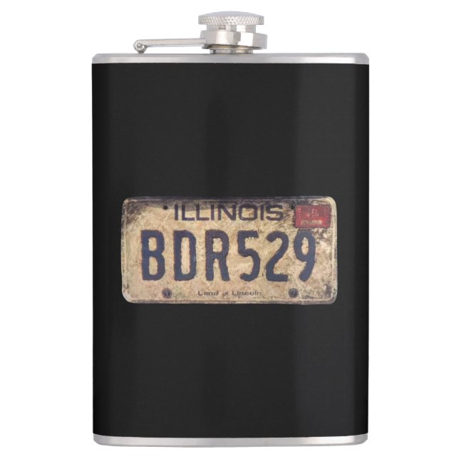 BDR529 Bluesmobile License Plate Flask (Front)