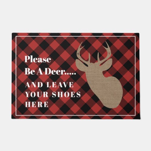 Be A Deer Remove Shoes Buffalo Plaid Doormat