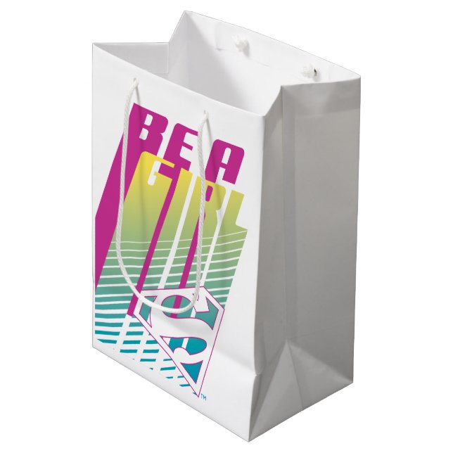 ‘Be A Girl’ Supergirl Graphic Medium Gift Bag (Front Angled)