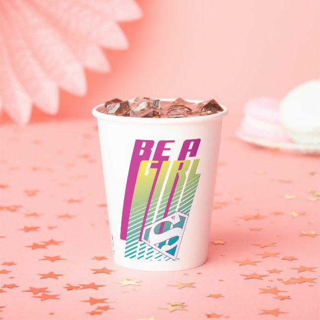 ‘Be A Girl’ Supergirl Graphic Paper Cups (Insitu)