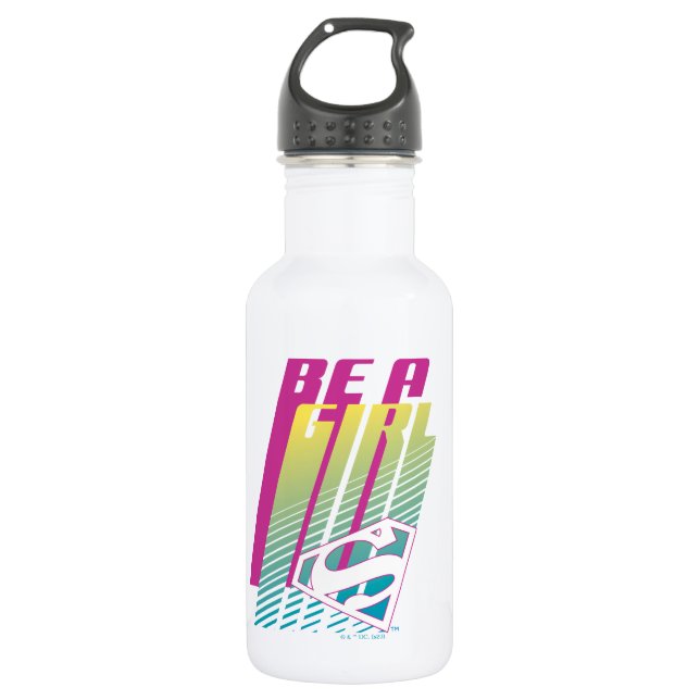 "Be A Girl" Supergirl Graphic Stainless Steel Water Bottle (Front)