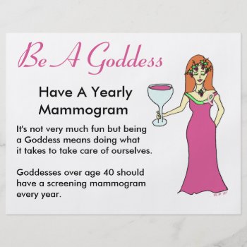 Be A Goddess  Have A Mammogram Wine Goddess Bca Flyer by Victoreeah at Zazzle