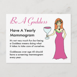 Be A Goddess, Have A Mammogram Wine Goddess BCA Postcard