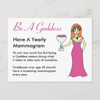 Be A Goddess, Have A Mammogram Wine Goddess BCA Postcard