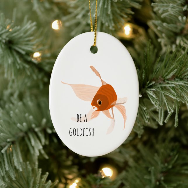 be a goldfish orange black minimal illustration ceramic ornament (Tree)