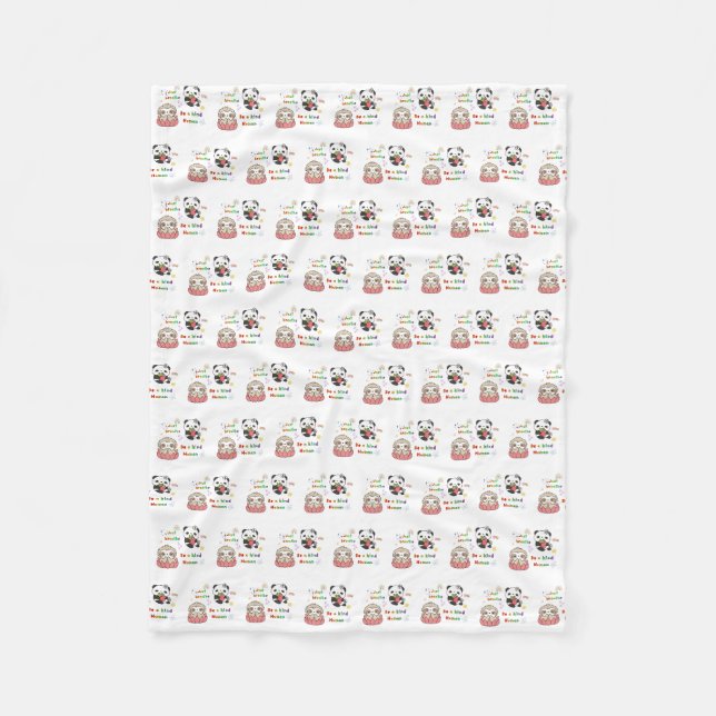 Be a kind human cute Critter Pattern Fleece Blanket (Front)