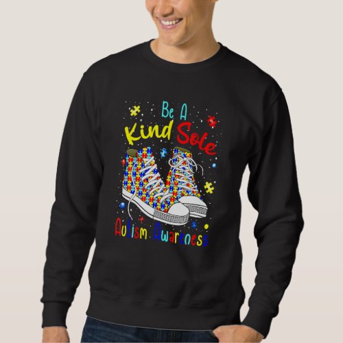Be A Kind Sole Autism Awareness Puzzle Shoes Boys  Sweatshirt