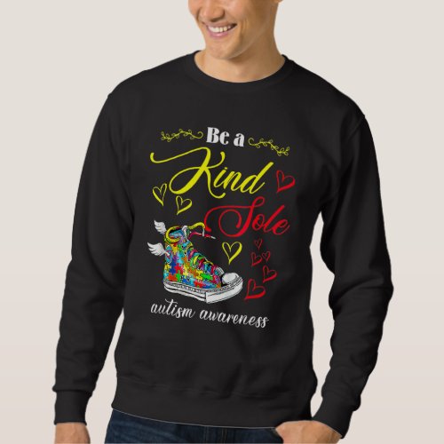 Be A Kind Sole Autism Awareness Puzzle Shoes Boys  Sweatshirt