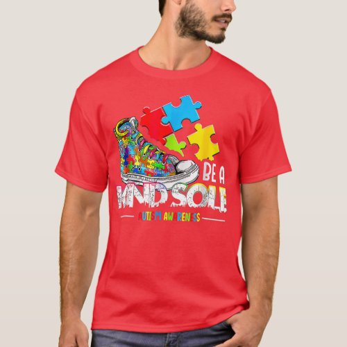 Be A Kind Sole Autism Awareness Puzzle Shoes Boys  T_Shirt