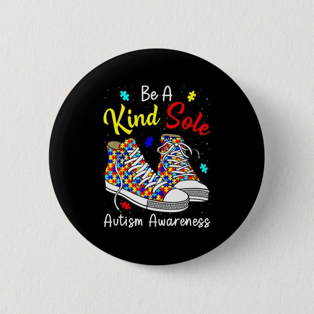 Be A Kind Sole Autism Awareness Rainbow Trendy Puz Button (Front)