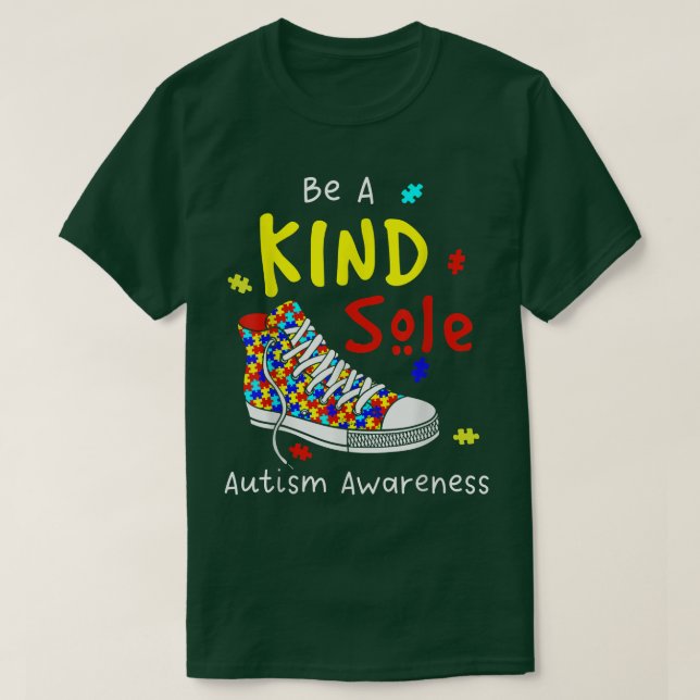 Be A Kind Sole Autism Awareness Rainbow Trendy Puz T-Shirt (Design Front)