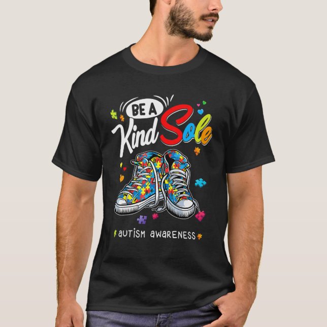 Be A Kind Sole Autism Awareness Rainbow Trendy Puz T-Shirt (Front)