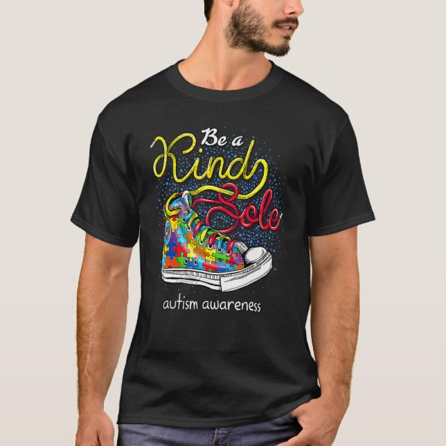 Be A Kind Sole Autism Awareness Rainbow Trendy Puz T-Shirt (Front)