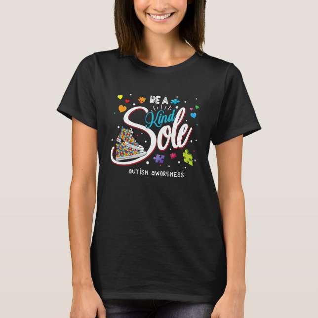 Be A Kind Sole Autism Awareness Rainbow Trendy Puz T-Shirt (Front)