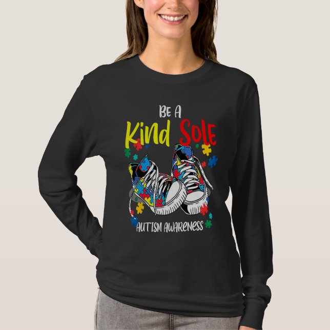 Be A Kind Sole Autism Awareness Rainbow Trendy Puz T-Shirt (Front)
