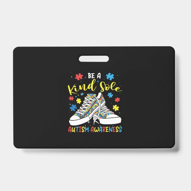 Be A Kind Sole Autism Awareness Trendy Puzzle Shoe Badge (Front)