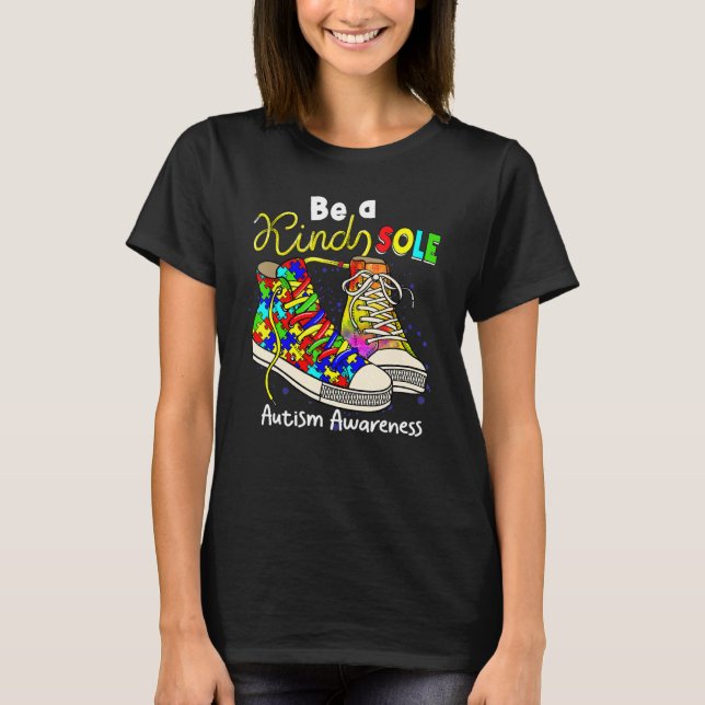 Be A Kind Sole Puzzle Shoes Autism Awareness Month T-Shirt (Front)