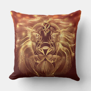 Be a king, be a lion, a red pillow, a zodiac sign throw pillow