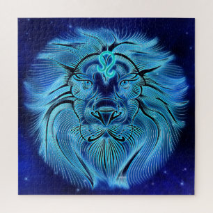 Be a king, be a lion, blue, zodiac sign jigsaw puz jigsaw puzzle