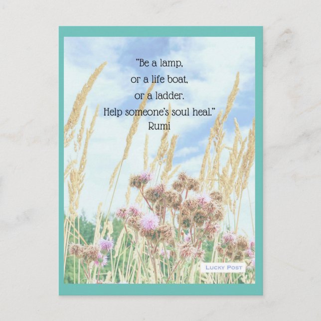 "Be a Lamp" Rumi Quote Postcard (Front)