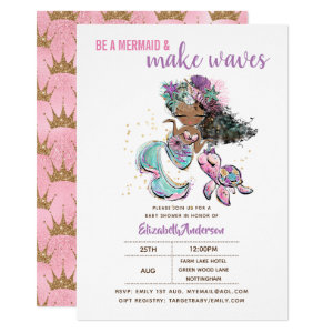 Be A Mermaid and Make Waves Girls Baby Shower Invitation