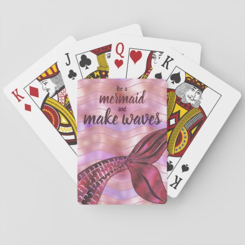 Be a Mermaid and Make Waves Holographic Rose Gold Playing Cards