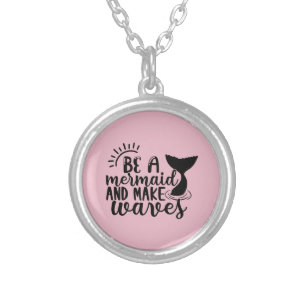 Be A Mermaid and Make Waves Pink Silver Plated Necklace