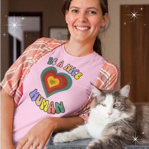 Be a Nice Human BOHO Heart Graphic T-Shirt