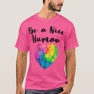 Be A Nice Human Rainbow Heart World Kindness Day T-Shirt