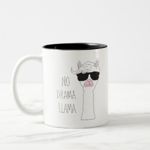 Be a No Drama Llama Art Cartoon Art Llama Art Pun Two-Tone Coffee Mug