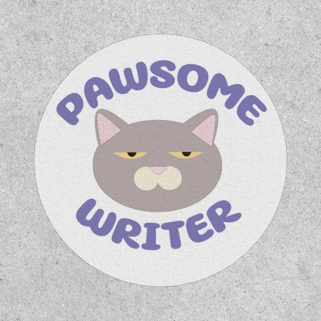 Be A Pawsome Writer Fun Kitty Character Design Patch (Front)