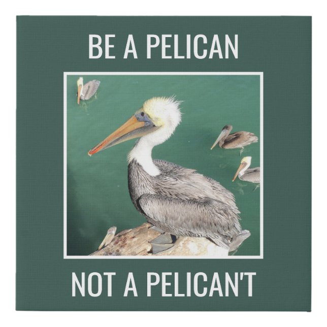Be a Pelican, Not a Pelican't Faux Canvas Print (Front)