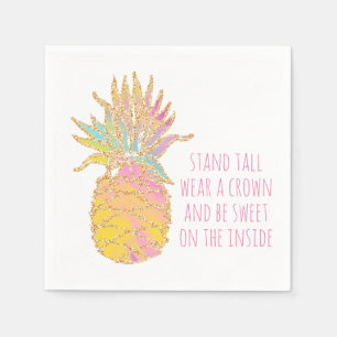Be a Pineapple Cute Rainbow & Gold Pineapple Napkins