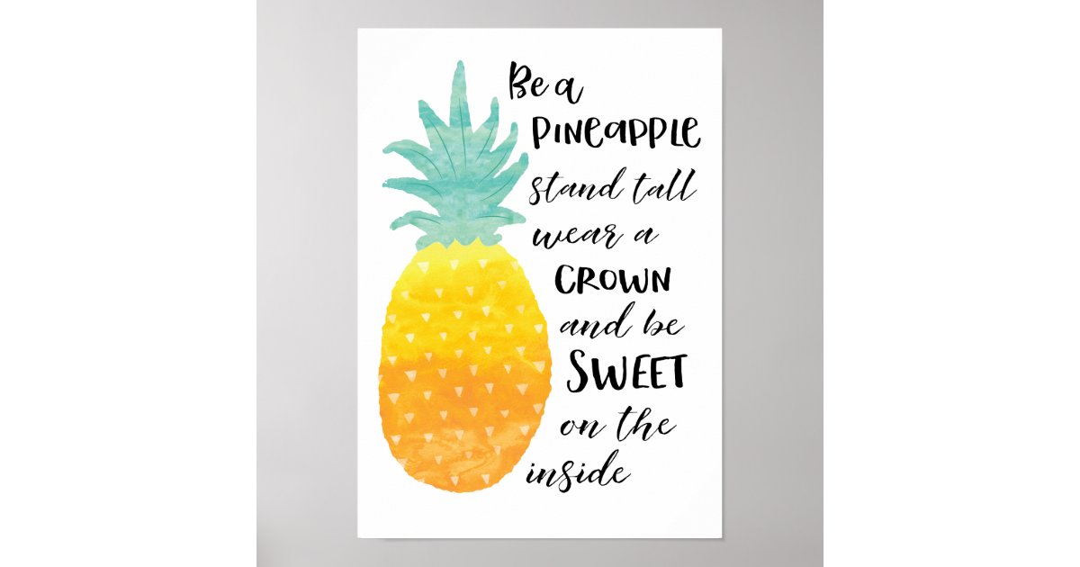 Watercolor Stitch Holding Pineapple Poster
