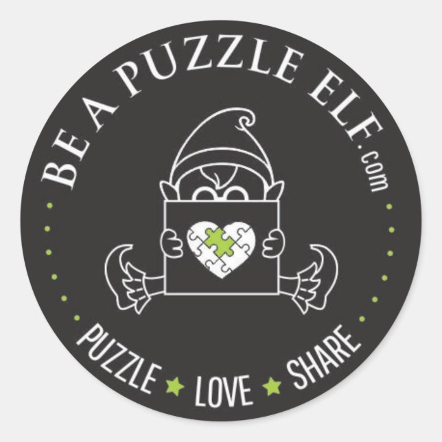Be A Puzzle Elf – PUZZLE. LOVE. SHARE Sticker (Front)