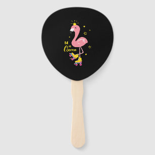 Be A Queen Pink Flamingo Skate Roller Women Girls Hand Fan