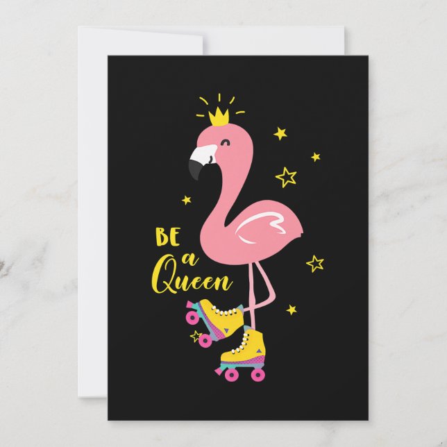 Be A Queen Pink Flamingo Skate Roller Women Girls Save The Date (Front)