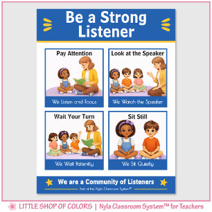 Be a Strong Listener Classroom Anchor Chart