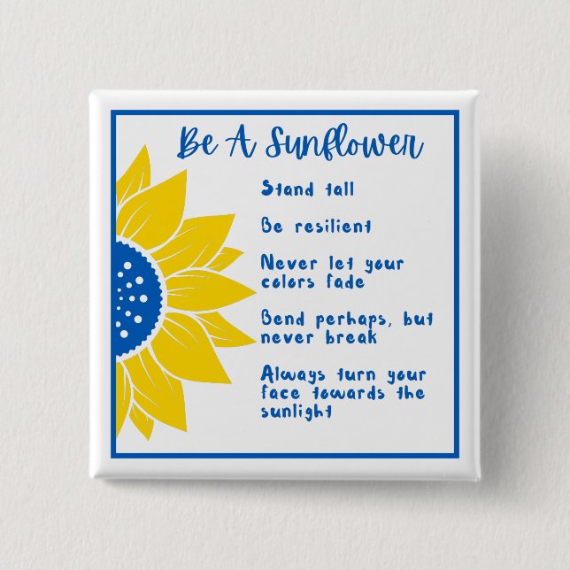 Be A Sunflower Word Art Ukraine Colors   Button (Front)