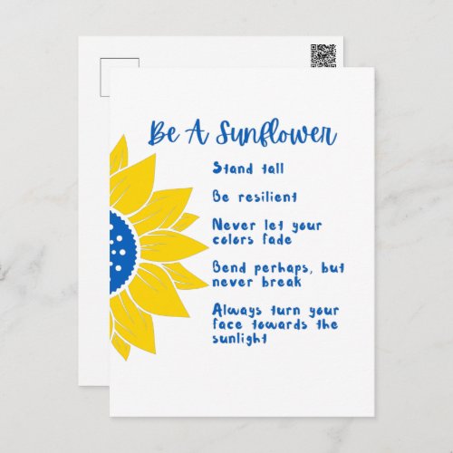 Be A Sunflower Word Art Ukraine Colors Postcard