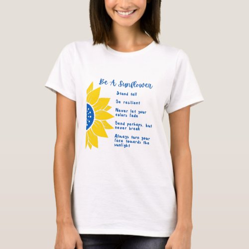 Be A Sunflower Word Art Ukraine Colors  T_Shirt