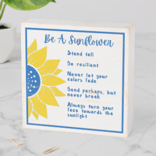 Be A Sunflower Word Art Ukraine Colors Wooden Box Sign