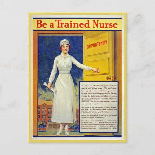 Be a trained nurse restored vintage postcard