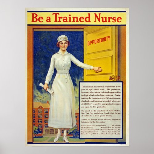 Be a trained nurse restored vintage poster